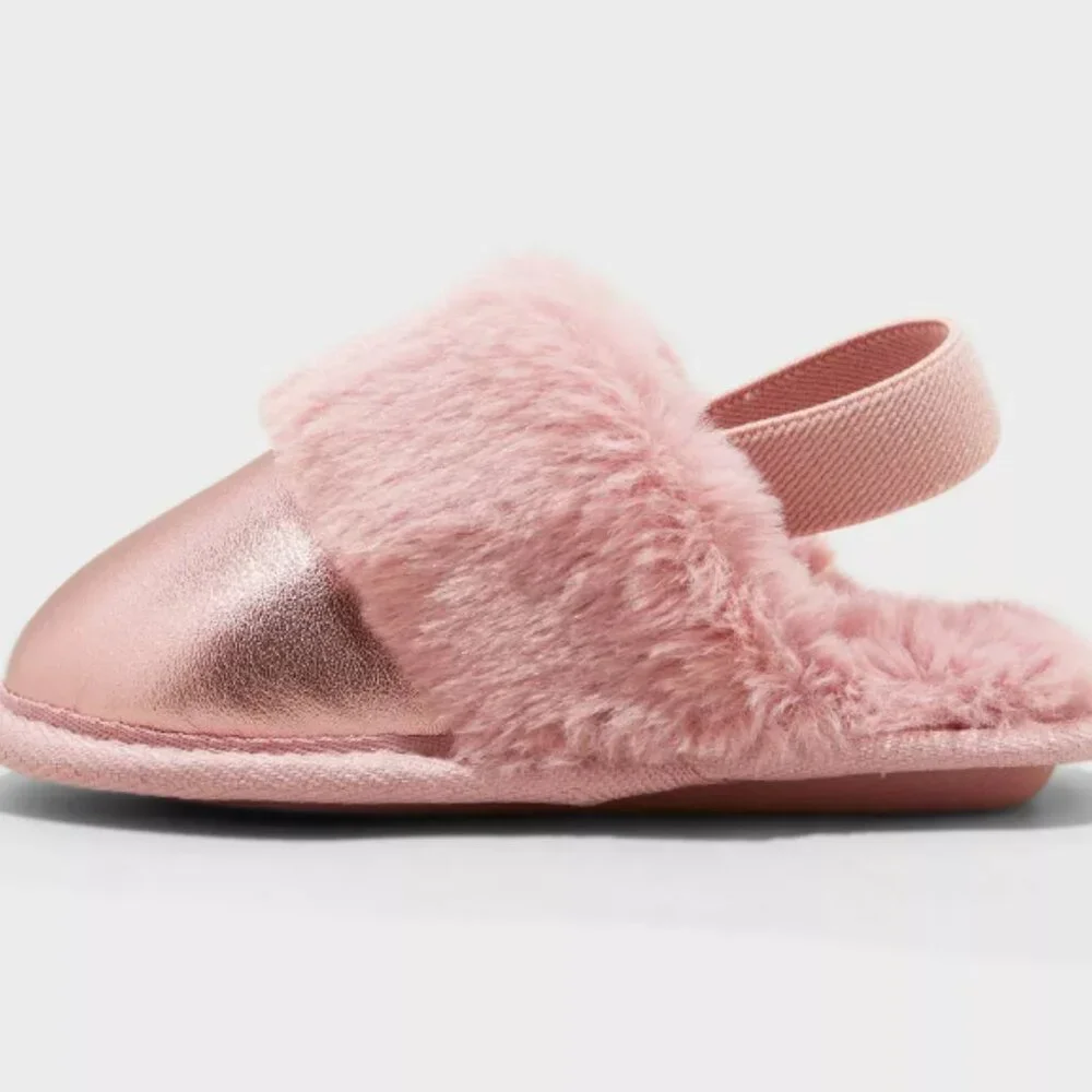 CAT & JACK Toddler Lila Metallic Scuff Slippers S 5/6
